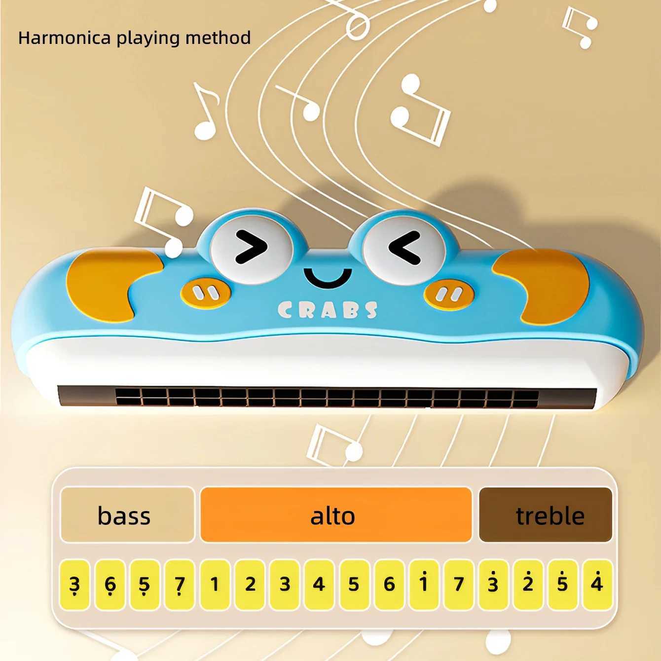 32Hole Beginner Whistle 1pcs Cartoon Harmonica Toys Cute Crab Design Washable ABS Gift for Kids Musical Learning Tool C250913
