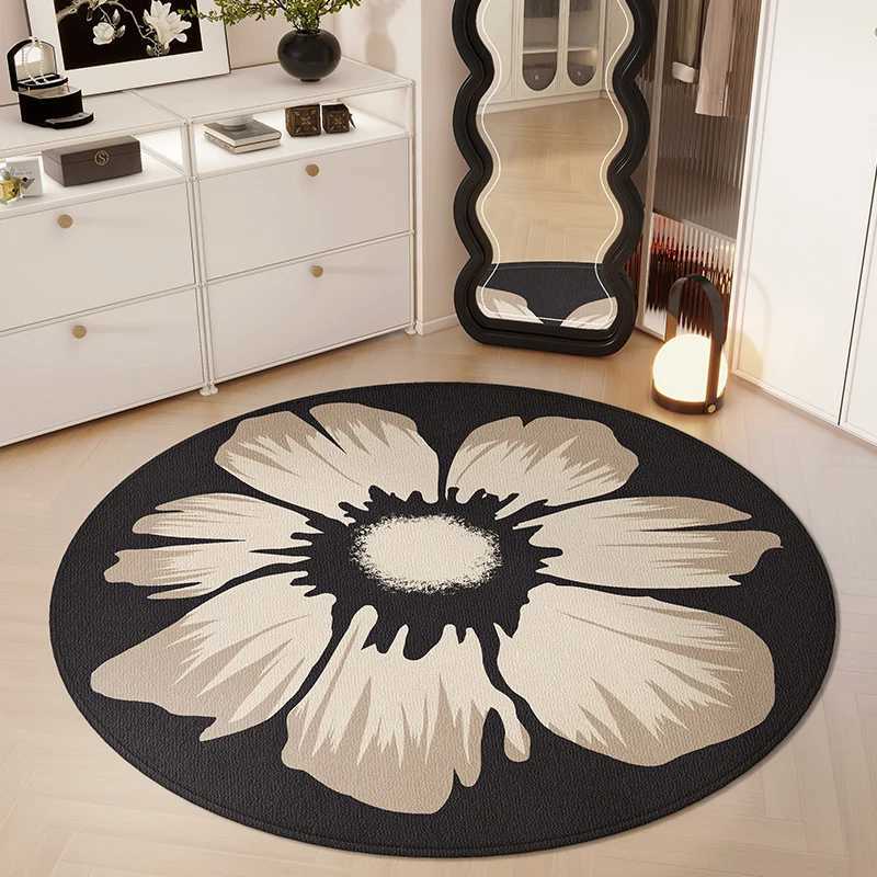 VIKAMA Round Rugs Premium Feeling Light Luxury Bedroom Living Room Dresser Cloakroom Chair Mats Vintage Floor Mats Home Decor C250913