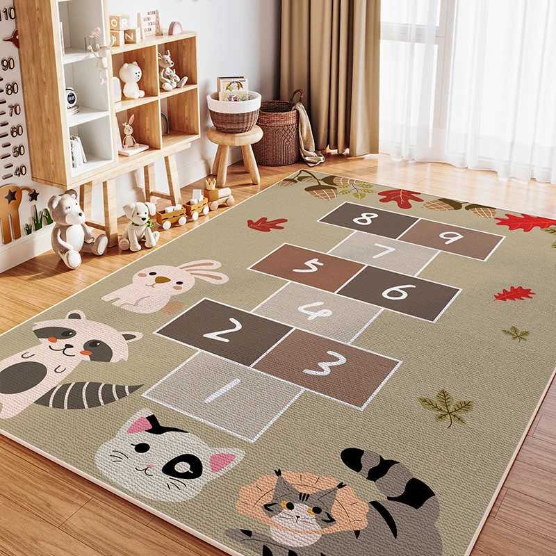 VIKAMA Childrens Room Crystal Pile Rug Stain Resistant Washable Bedroom Bed Rug Game Rug Living Room Crawl Mat Home Decor C250913