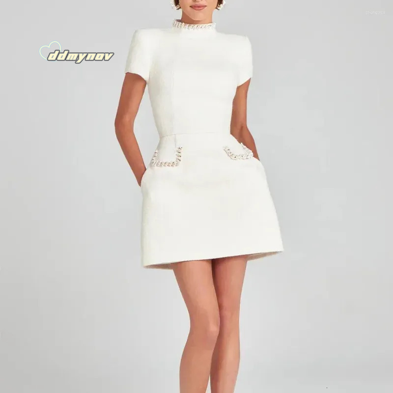 Two Piece Dress Talenza Women's Elegant Tweed A-Line Solid Slim Fit Short Sleeve Retro O-Neck Patchwork Evening ddmynov