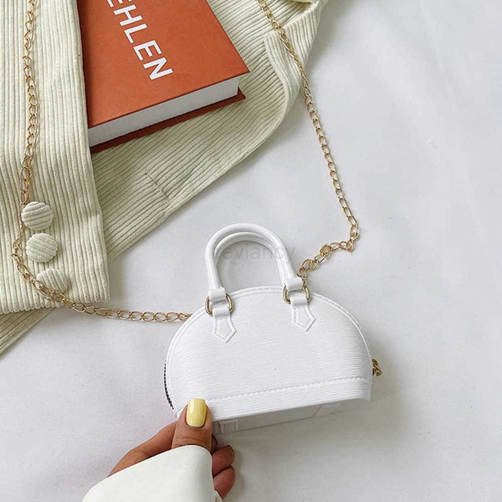 Little Girls Handbag Mini Chain Crossbody Shoulder Bag Shell Shape Zip Around Dome Tote Top Handle BagW250913