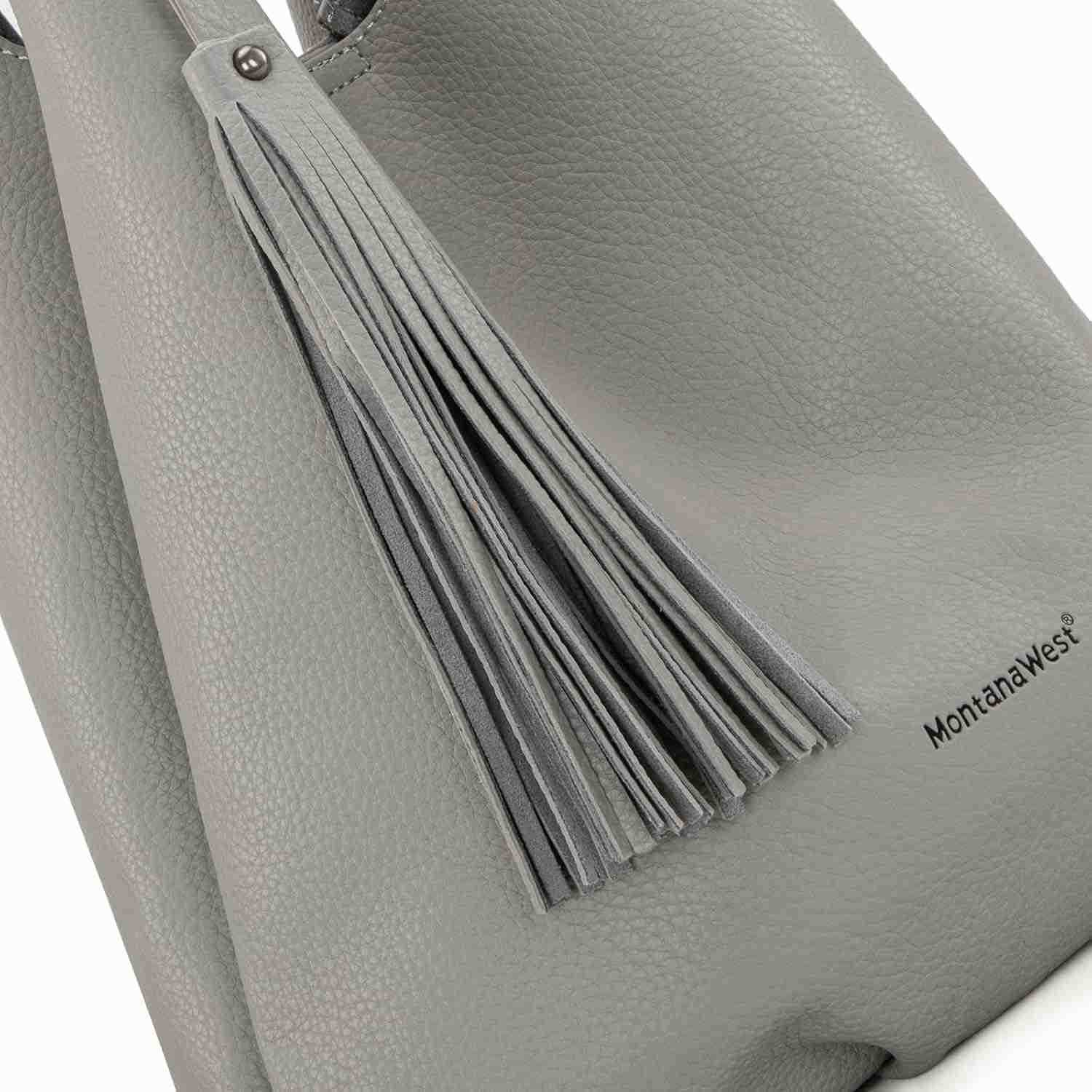 Women Slouchy Handbags 2PCS Tassels Shoulder Bag with ComESTic BagW250913