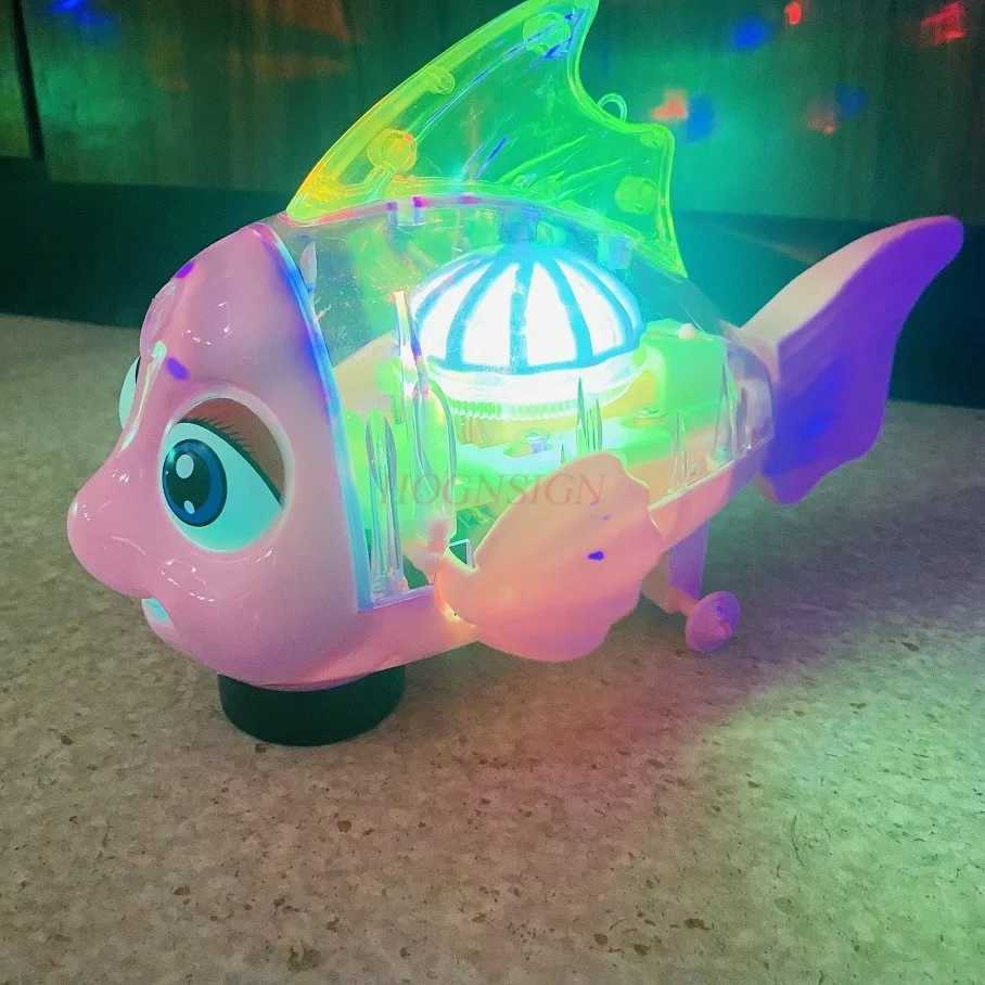 Luminous and transparent clownfish swaying fish electric gear toy sound and light universal reptile baby pet C250913