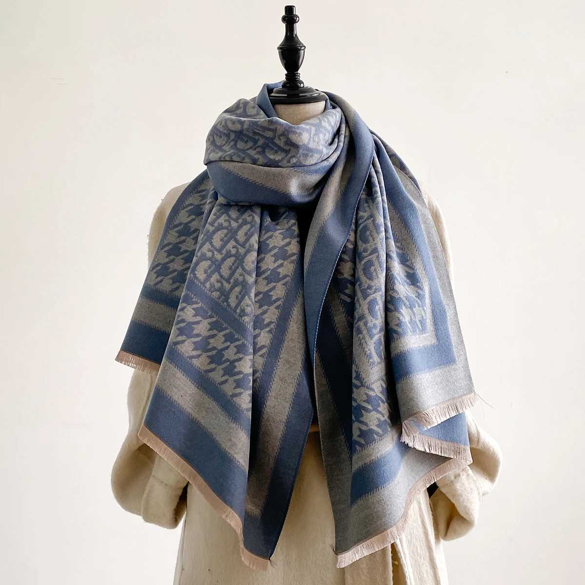 Egant Design Winter Warm Cashmere Jacquard Scarves High Quality Wen Thicken Wrap Shawl Ladies tter Print Pashmina Scarf G250912