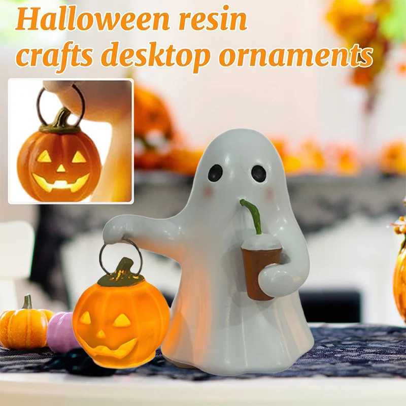 1014 Cm Cute Ghost Desk Decoration Nightlight Resin Home Creative Crafts Decoration Atmosphere Halloween Table Lamp Home Decor C250913