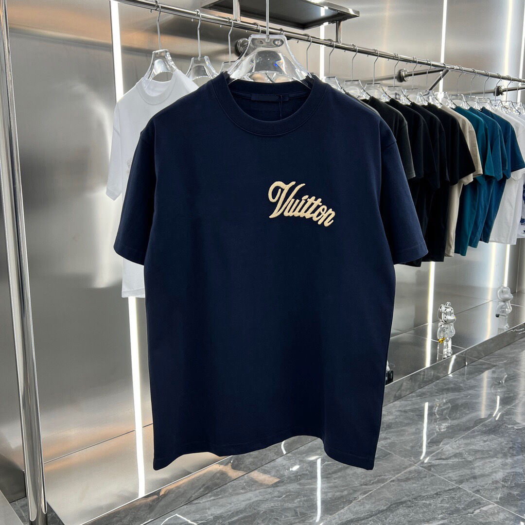 New Embroidery Fashion T Shirts Mens Women Designers T-shirts high quality Tees Deep Blue and White Premium T Shirt Luxurys Loose oversized Clothing