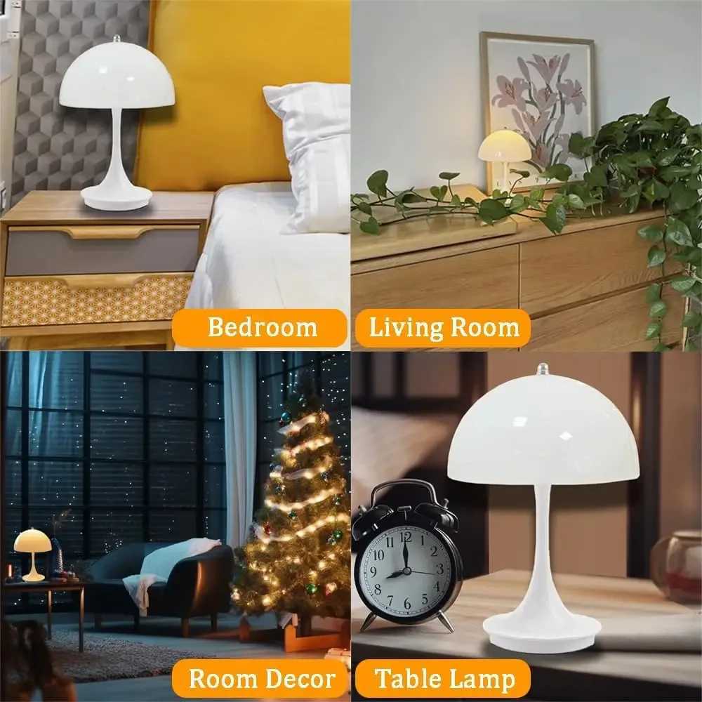 Modern Bedside Mushroom Table Lamp Bedroom USB Rechargeable LED Night Light Room Dining Table Decorative Table Lamp Lighting C250913