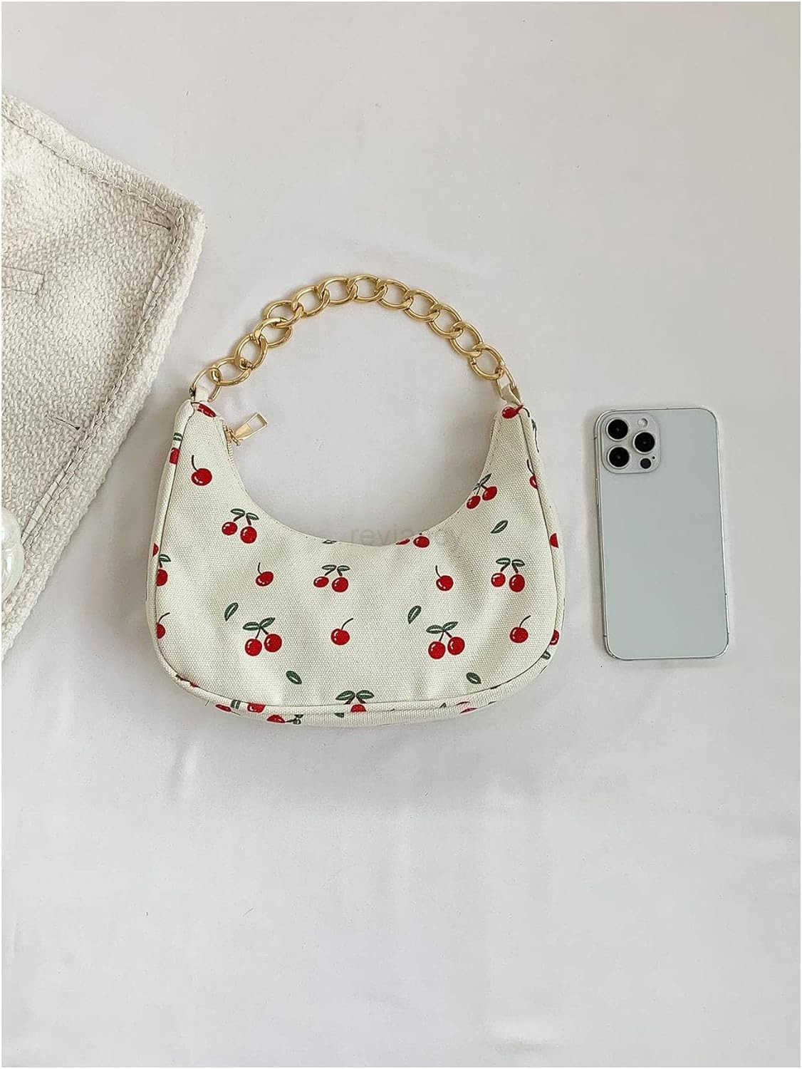 Womens Beaded Bag Floral Top Handle Hobo Purse Metal Chain Crescent HandbagsW250913