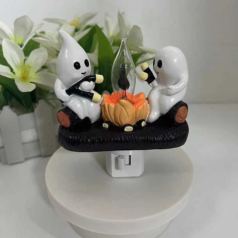 110V US Plug In Night Light Halloween Ghost Pumpkin Night Light Fashionable Ghost Campfire Nightlight Ghost Campfire Flickering C250913