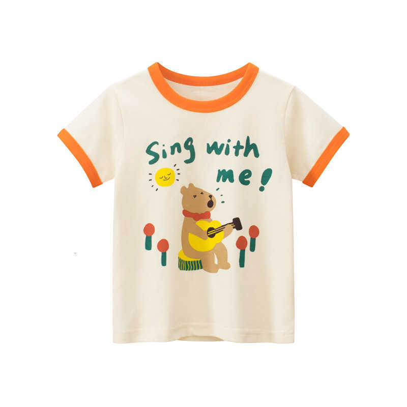 Girls' Short Sleeve T-Shirt Summer 2024 New Style Casual Trendy Bear Children's Half Sleeve