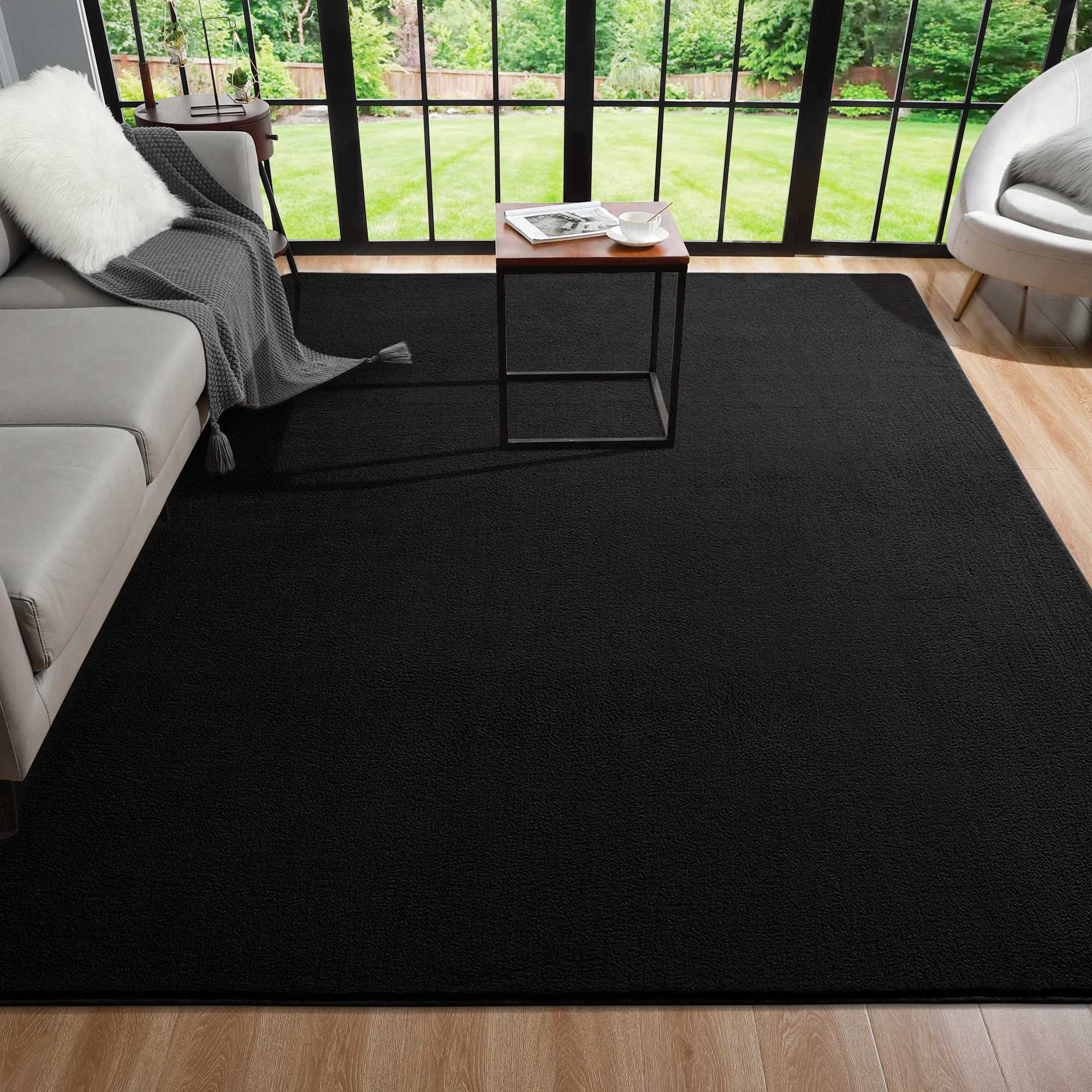 Black Rugs Living Room Carpet Nonslip Bedside Rugs Large Soft Floor Rug Children Game Mat Rectangular Home Decoratio C250913