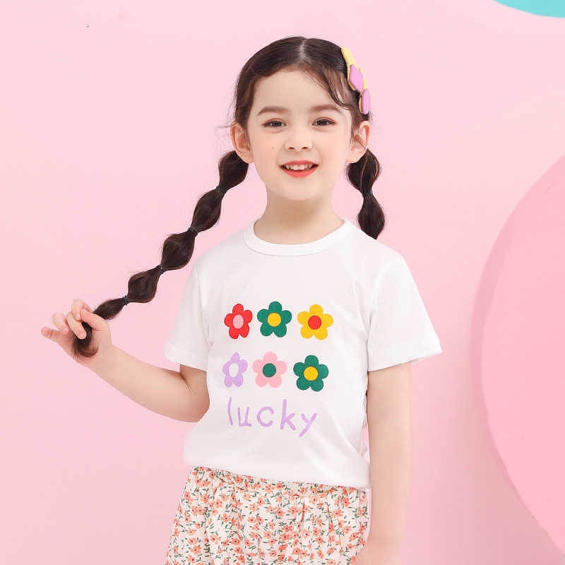 Children's clothing, children's short sleeved t-shirt, girls' summer clothes, baby clothes, 2024 floral printed top