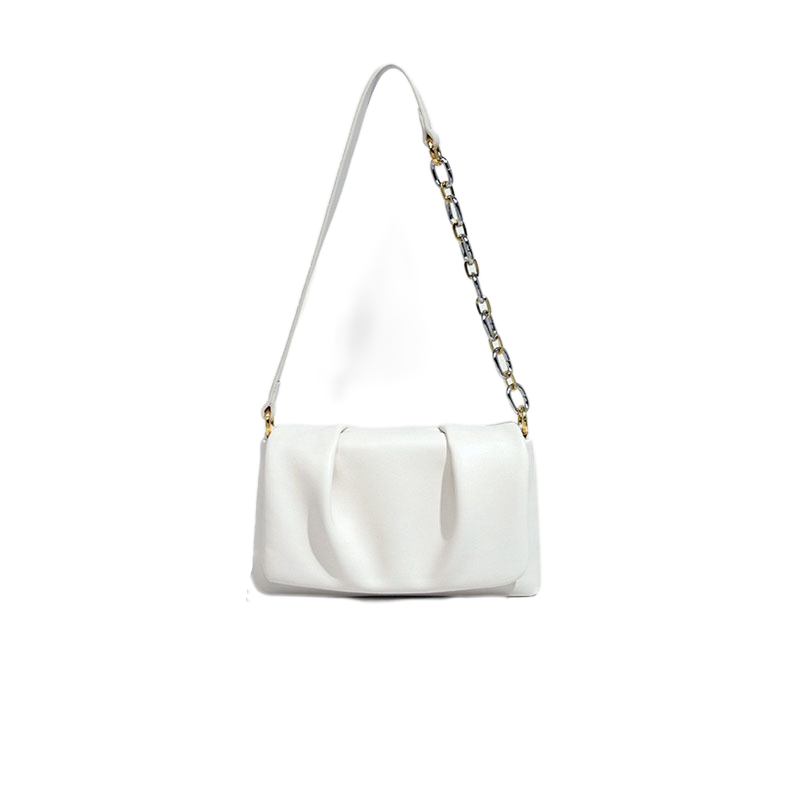 HERONG 2025 new trendy Korean version simple chain bag, fashionable single shoulder women's bag, niche design, crossbody pleated cloud bag