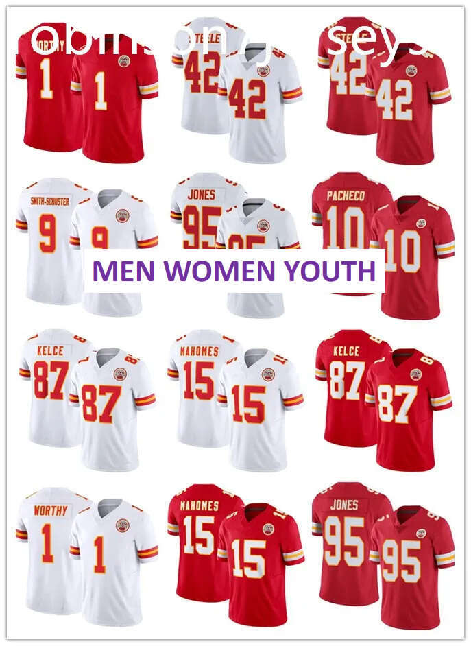 Men Women Youth Patrick Mahomes Isiah Pacheco Travis Kelce Xavier Worthy Rashee Rice Justin Noah Gray Jaylen Watson Kareem Hunt Football Chiefs Jersey