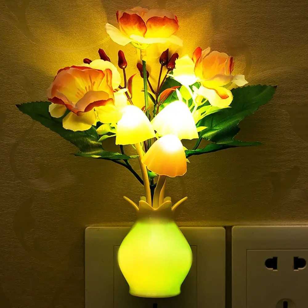 LED Mushroom Lamp LED Night Lamp Novel 7color Night Lamp 220V EU Plug Sensing Dream High Grade Pomegranate Vase Flowers C251122