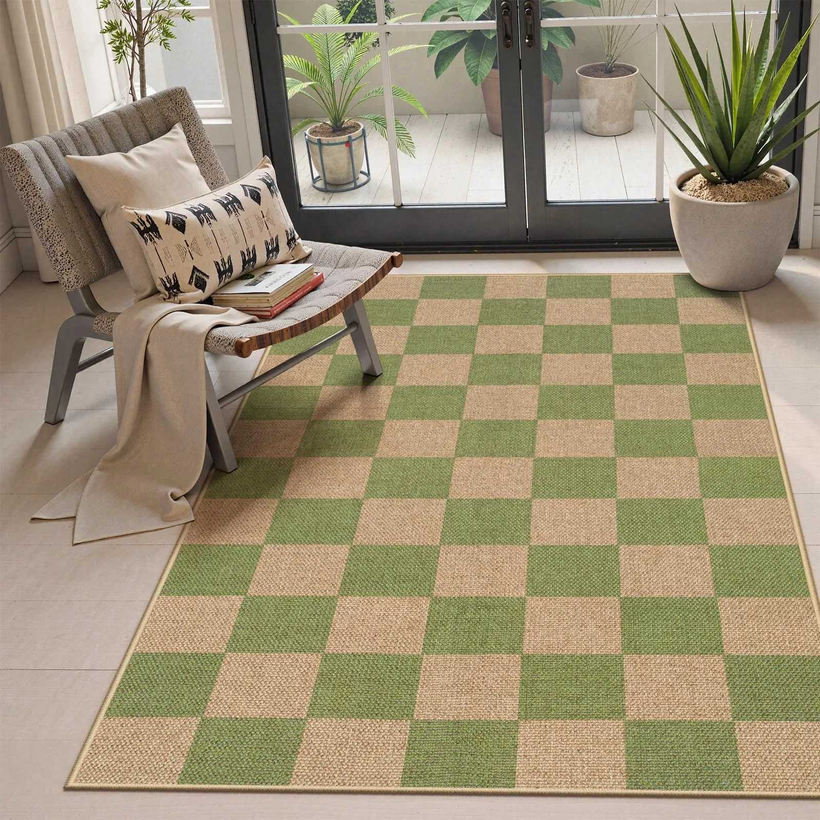VIKAMA Checkered Plaid Looppile Carpet Suitable for Living Room Sofa and Bedroom Floor Mats Washable AntiSlip Home Decoration C913 H260226