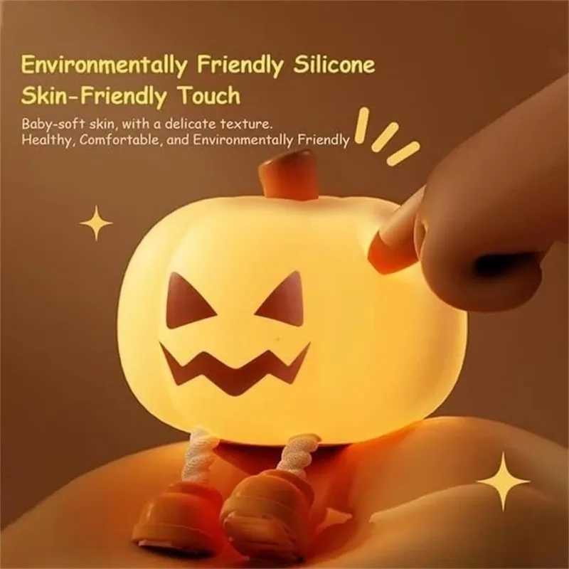 Halloween Pumpkin Night Lights Cute Soft Silicone Safe Lamp Decorations Timing Dimmable Bedside Decor Kids Baby Halloween Gifts C250913