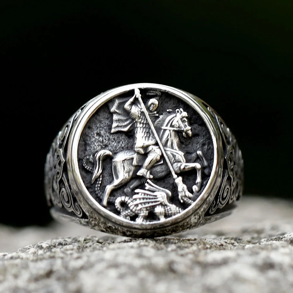 Mens 316L stainless steel ring Special knight fashion Ring For Men Chic Fancy Halloween Jewelry 250912