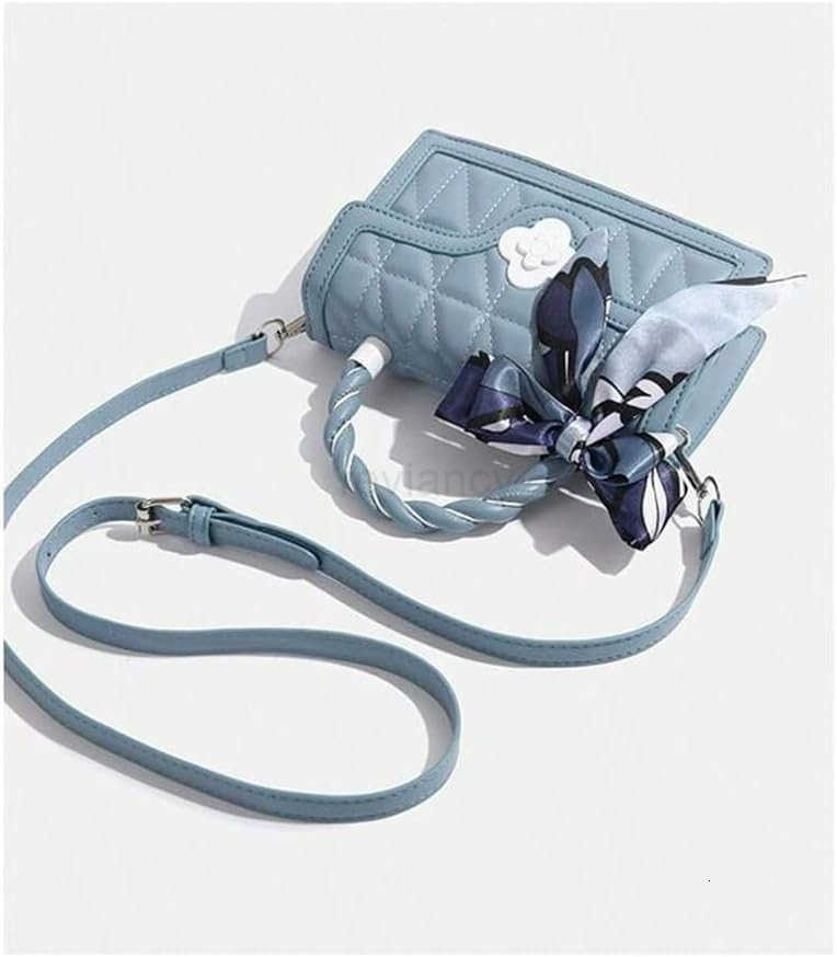 Womens Vintage Crossbody Bags Top Handle Square Flap Satchel Purses with RibbonW250913