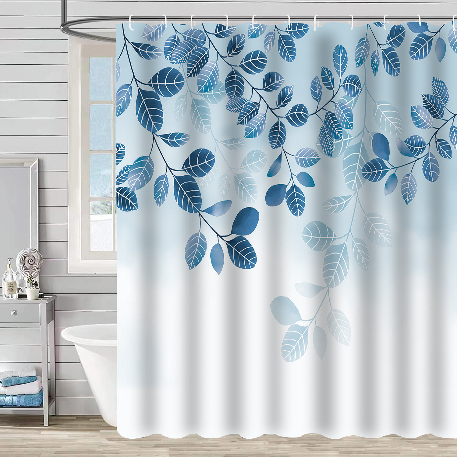 YL-37163 digital shower curtain cross-border plant flower waterproof polyester bathroom four-piece set dry and wet separation moisture-proof