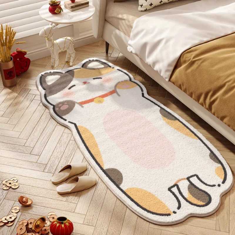 VIKAMA Modern Cartoon Cat Faux Cashmere Rug Soft Kids Carpet for Bedroom Sofa Living Room Playroom Cozy Home Decor C250913