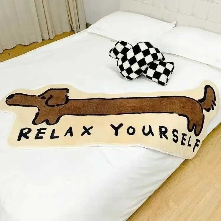 VIKAMA Dachshund Bedroom Bedside Carpet Plush Room Living Room Long Strip Carpet American Cute Home Decoration Carpet C250913