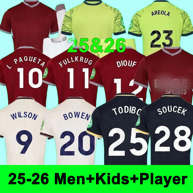 BOWEN FULLKRUG WEST han 2025 2026 united Soccer Jerseys WARD-PROWSE 25 26 L.PAQUETA ANTONIO football shirt KUDUS RODRIGUEZ home away jersey Men kids Kits uniforms