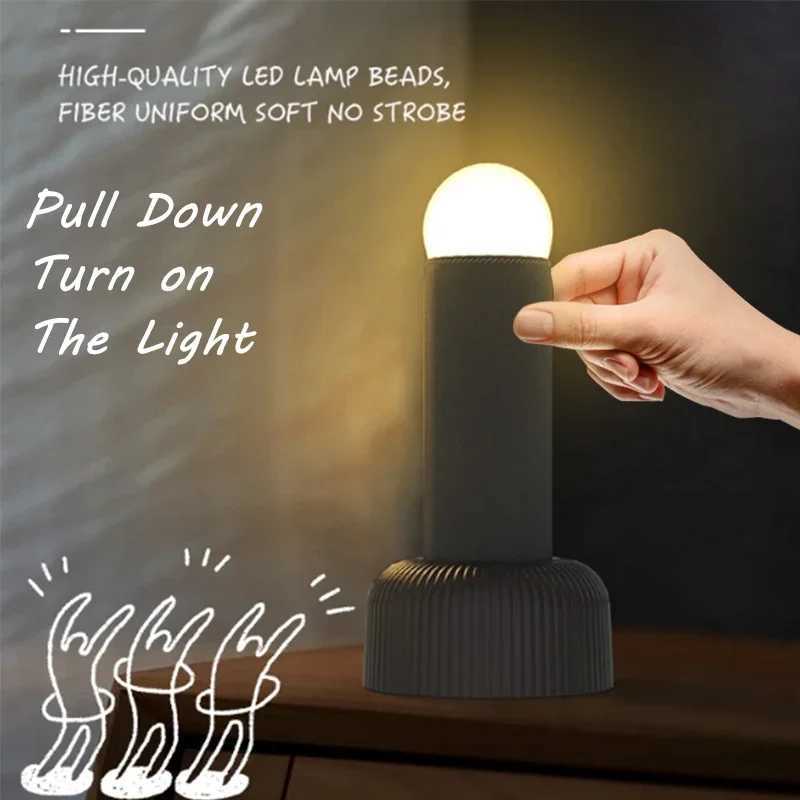 LED Night Light Atmosphere Table Lamp Table Sleep Night Lamp Hand Pull Switch Rechargeable for Bedroom Decoration Birthday Gift C251122