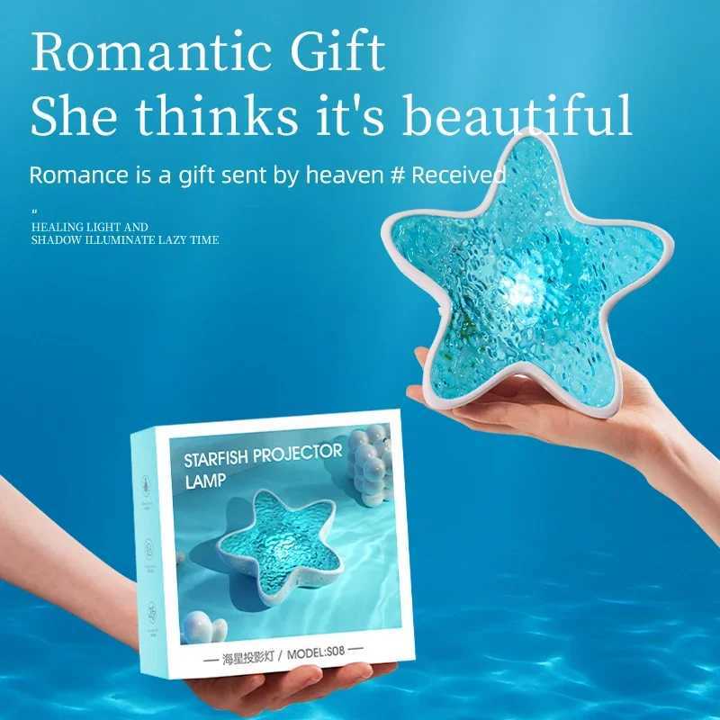 Starfish D Night Light Rechargeab Tab Lamp Northern Ocean Wave jector Lights Romantic For Bedroom Desk Festival Decor W250913