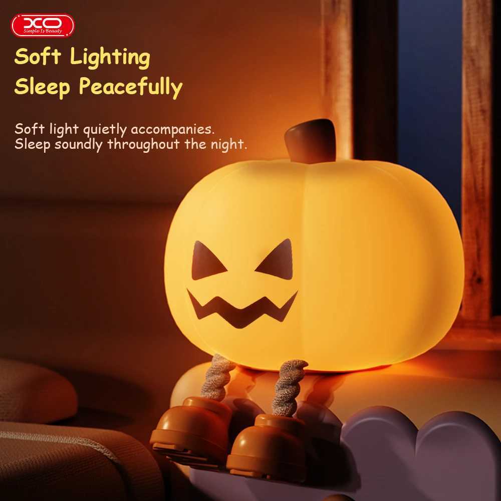 Pumpkin Night Light Cute Soft Silicone Safe Lamp Decorations Timing Dimmable Bedside Decor Kids Babies Halloween Gifts C250913
