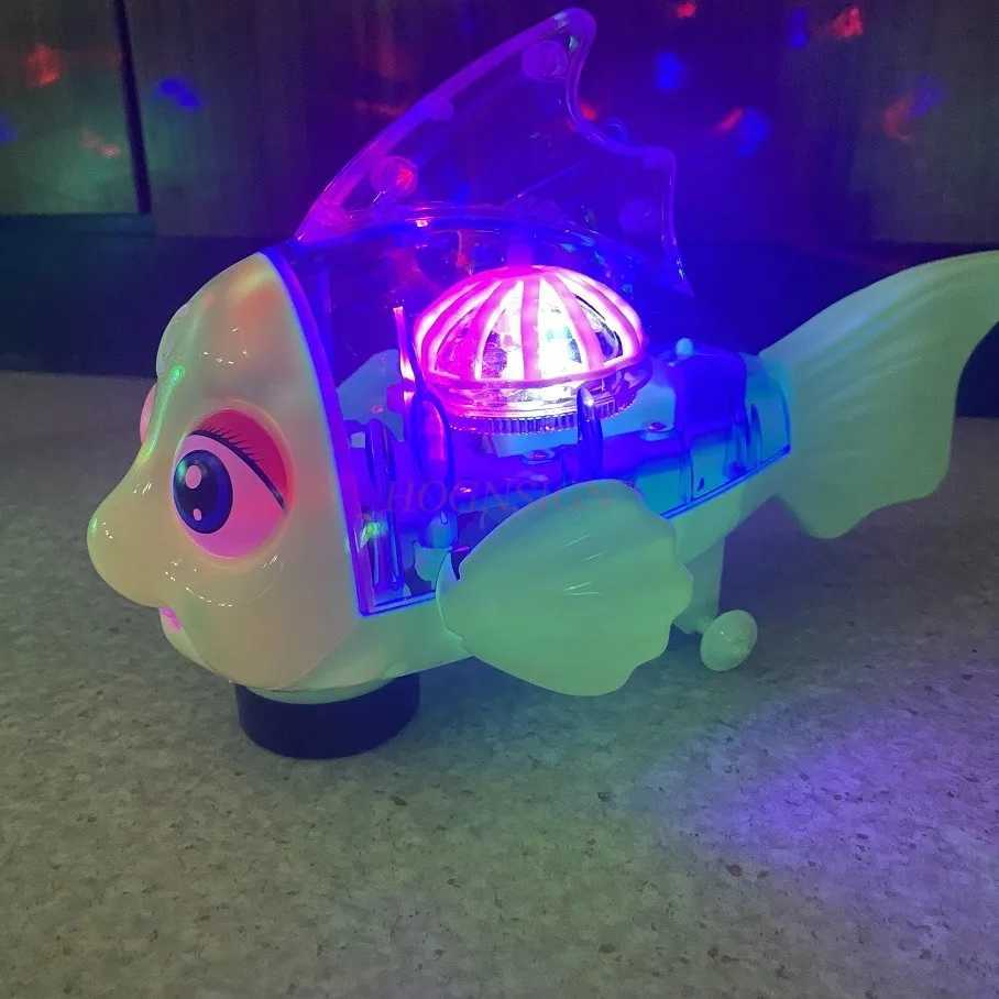 Luminous and transparent clownfish swaying fish electric gear toy sound and light universal reptile baby pet C250913