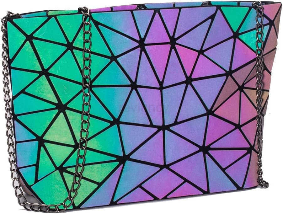 Womens Geometric Luminous Purse bags Ladies Top Handle Satchel BagsW250913