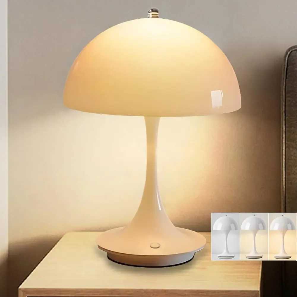 Modern Bedside Mushroom Table Lamp Bedroom USB Rechargeable LED Night Light Room Dining Table Decorative Table Lamp Lighting C250913