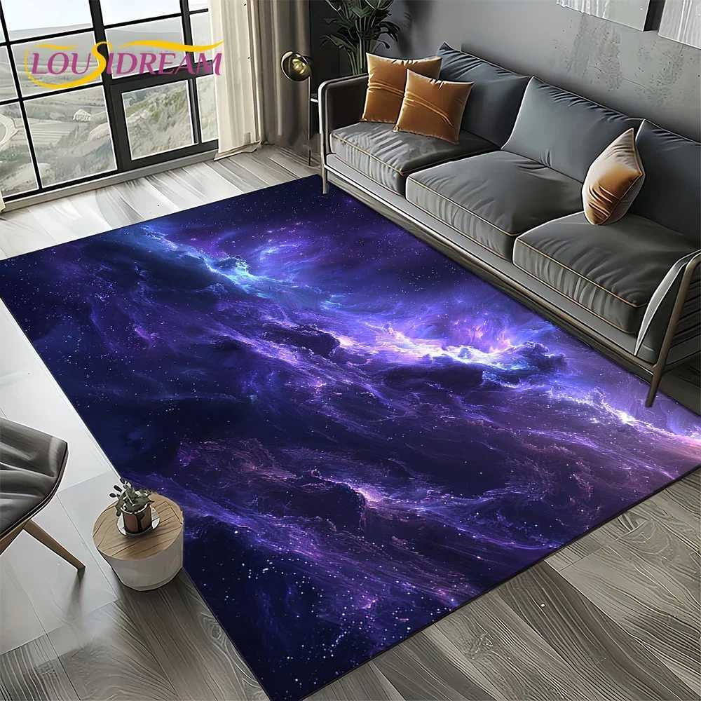 Universe Space Stars Black Hole Galaxy Earth Milky Way Carpet Rug for Living Room Bedroom Sofa DecorationNonslip Floor Mat C250913