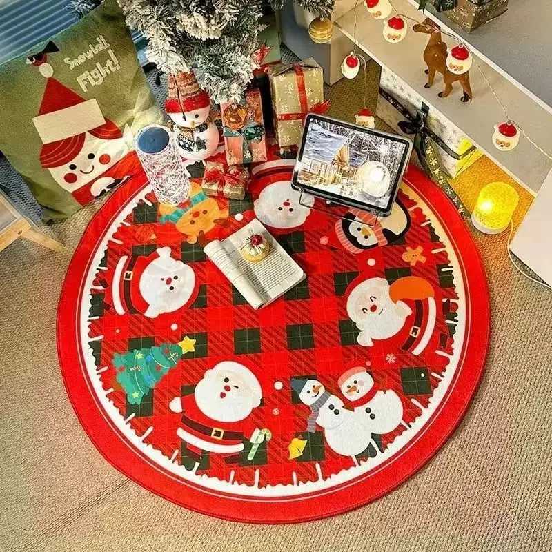 VIKAMA Large Festive Round Living Room Carpet Acrylic WoolLike Plush Rug for Family Gathering Home Decor C250913