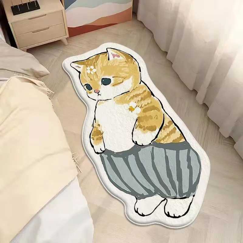 VIKAMA Simple Cartoon And Cute Cat Faux Cashmere Floor Mat For Bedroom Bedside Study And Home Decoration C250913