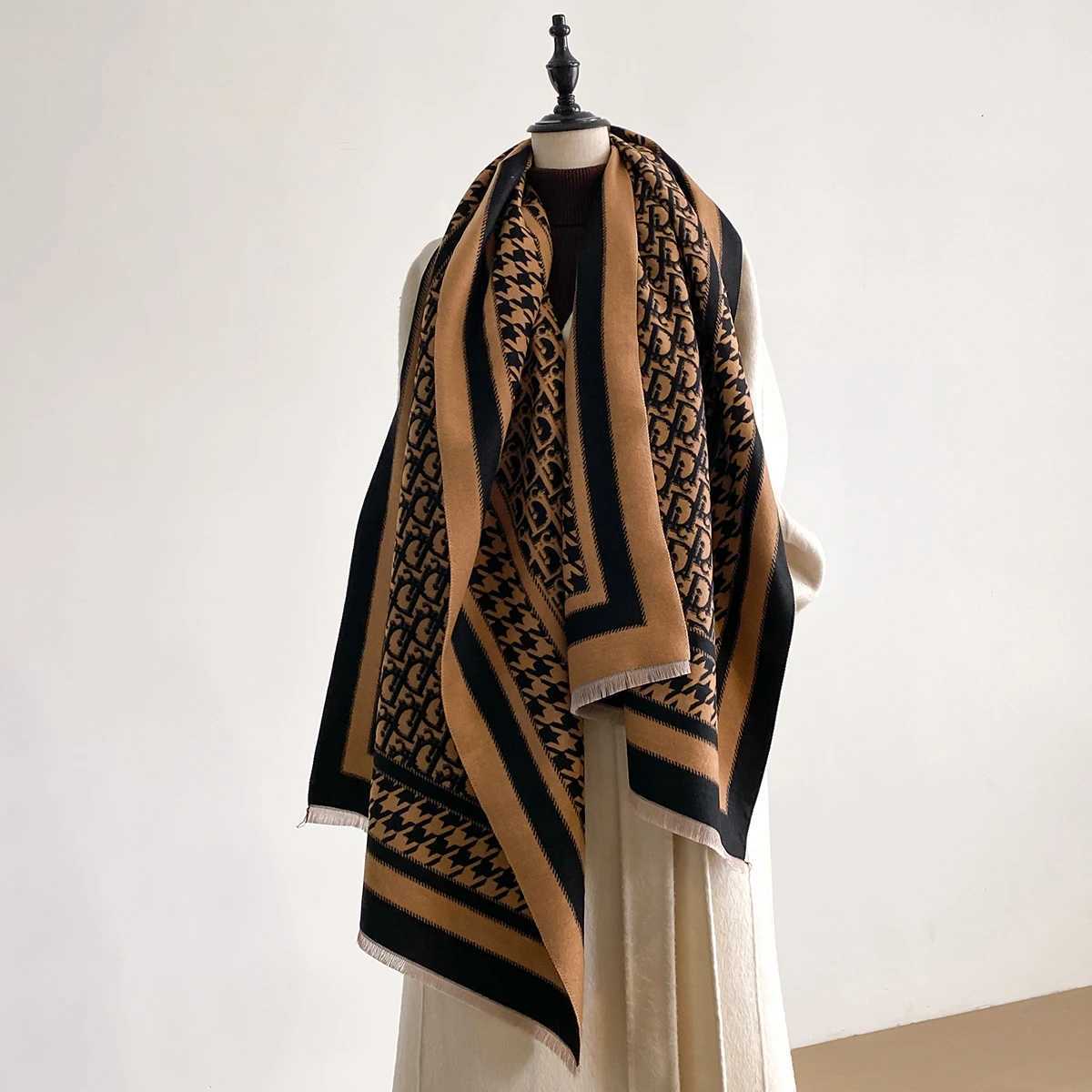 Egant Design Winter Warm Cashmere Jacquard Scarves High Quality Wen Thicken Wrap Shawl Ladies tter Print Pashmina Scarf G250912