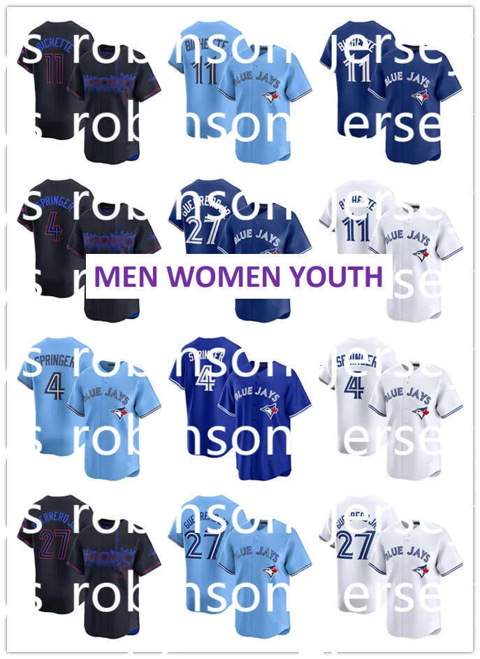 Torontos Custom Blue Jays Baseball Jersey men Joe Carter 27 Vladimir Guerrero Jr. 11 Bo Bichette 4 George Springer 30 Alejandro Kirk 34 Kevin Gausman Daulton
