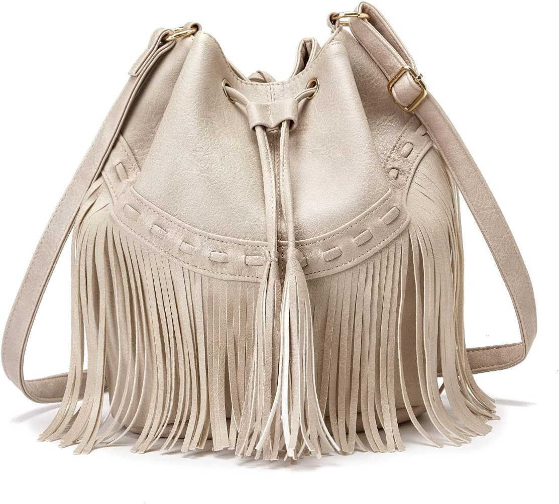 Bags for Women Crossbody Fringe Purses with Drawstring Ladies Tassel Hobo and Shoulder HandbagsW250913