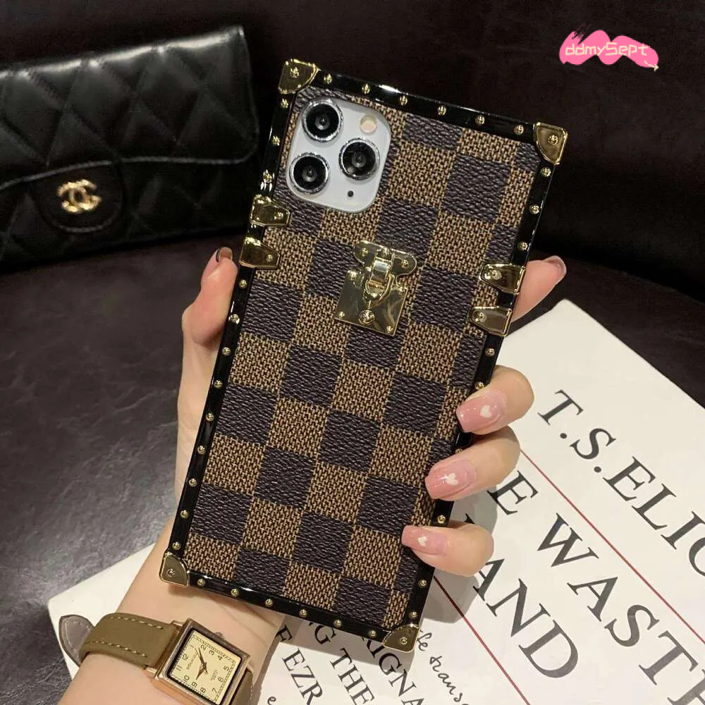 Suitable for Apple 16 Pro Max Plaid Square Case iPhone 15 Old Flower Checkerboard Phone Cover ddmythur