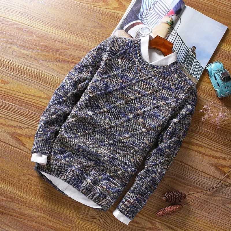 New Mens Sweaters Winter Male Round Neck Pullover Knitwear Sweater Men Casual Wool Slim Pullovers Diamondshaped Korean Style W250913