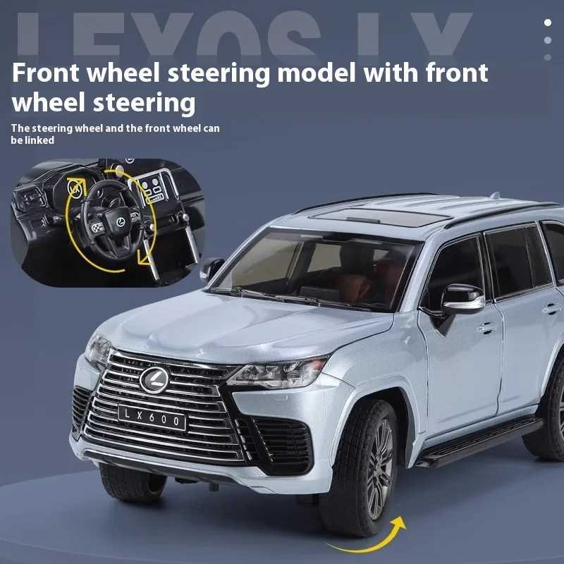 124 LEXUS LX600 Large Off Road SUV Alloy Diecast Car Model Sound Light Collect Hobby Childrens Toys Birthday Gift For Boys W250913