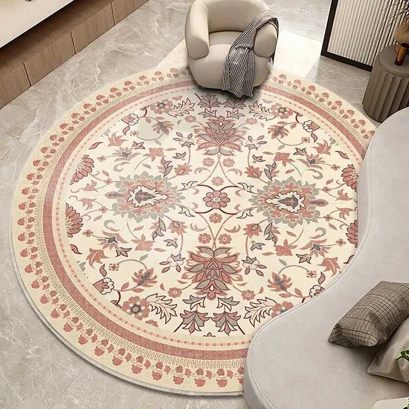 VIKAMA Vintage Persian Bohemian Round Looppile Rug Premium Ethnic Mandala Living Room Bedroom Floor Mats Home Decor Rugs C250913