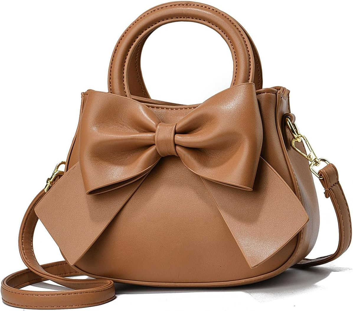Small Handbags for Women with Top Carry Handle and Cute Bow KnotLeather Purses and OverShoulder StrapW250913