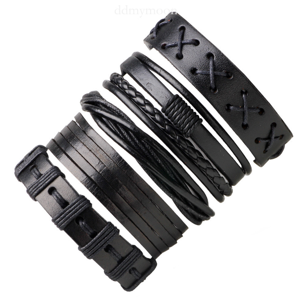 Hot Sale Five-Piece Genuine Leather Bracelet Set Men's Jewelry Accessories ddmymoon