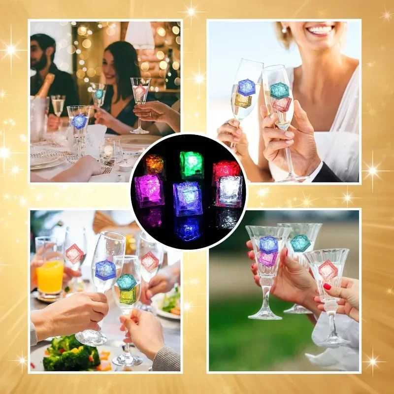6Pcs LED Luminous Ice Cube Toy Glowing Colorful Sensor Light for Kids Bath Party Bar Wine Glass Water Decor Festival Night Light C2509131