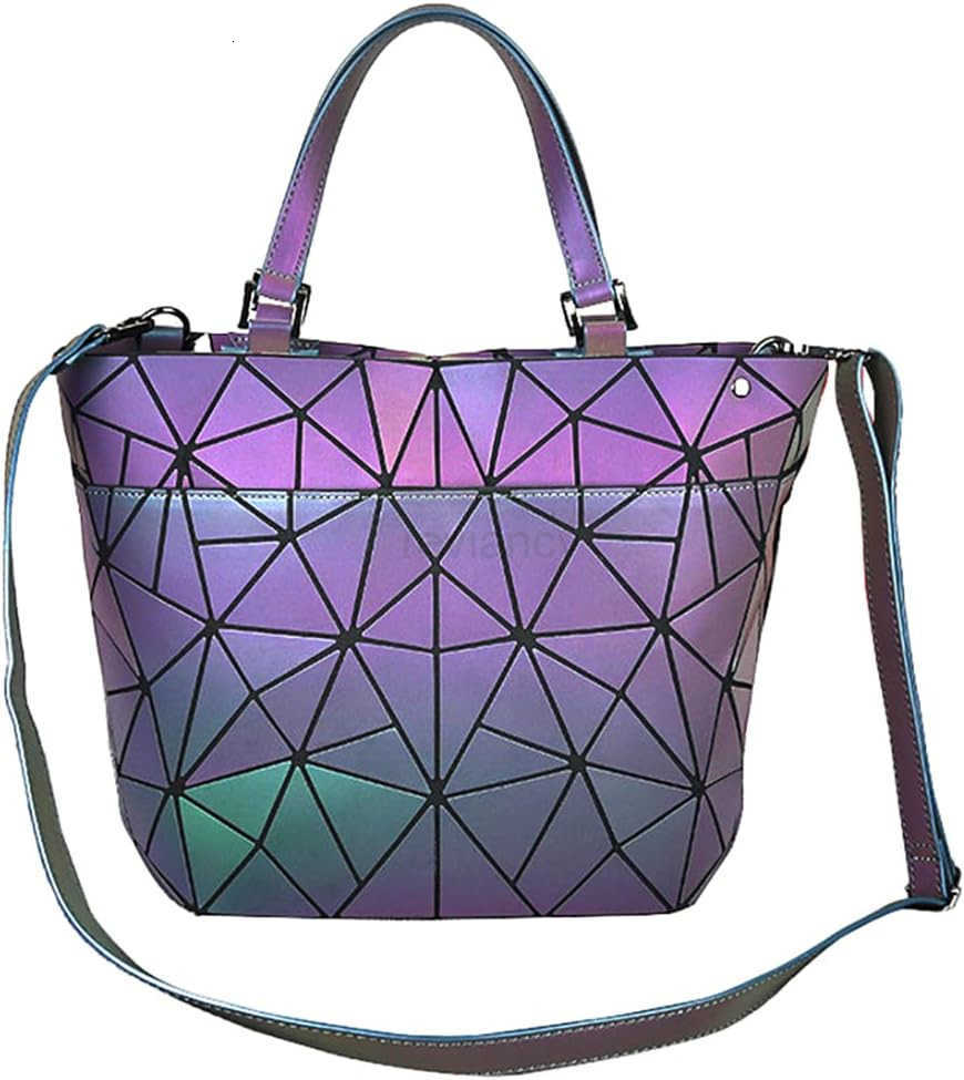 Womens Geometric Luminous Purse bags Ladies Top Handle Satchel BagsW250913
