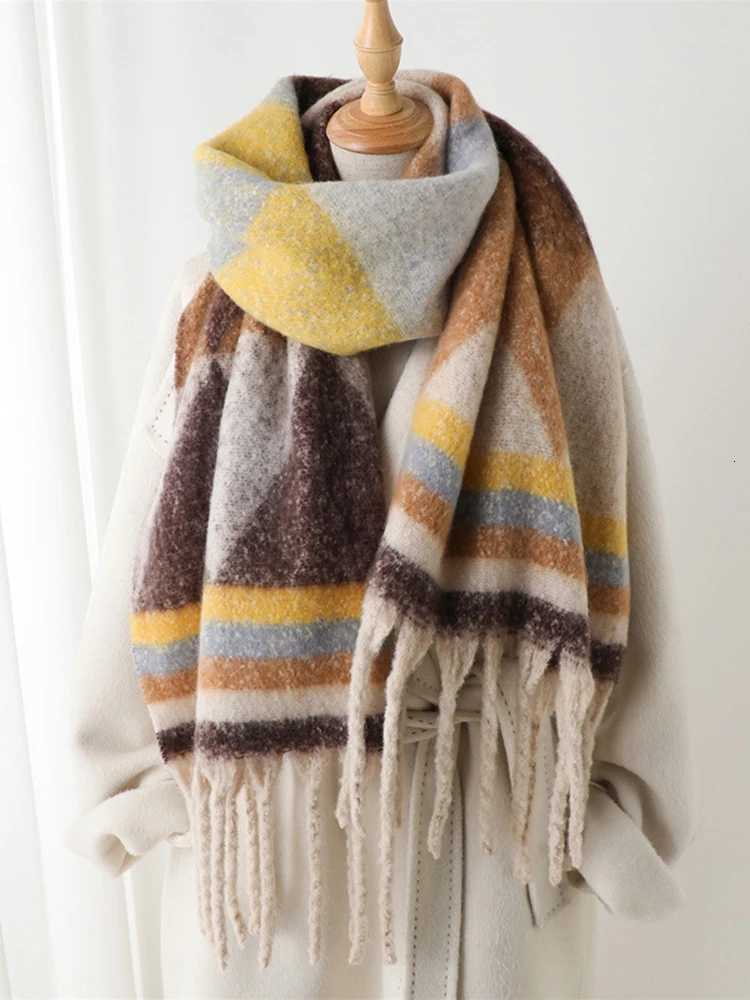 Wen Winter Knitted Scarf scarf Lady Men Casual Striped Print Tassel Warm Soft Scarve Mujer Foard Wrap Shawl New G250912