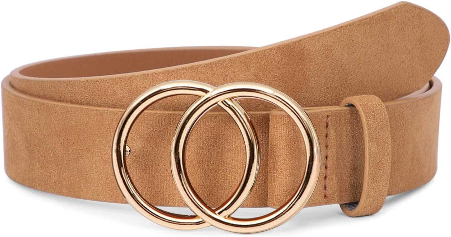 Women Leather Belt Fashion Double ORing Soft Faux Leather Waist Belts For Jeans DressY260117