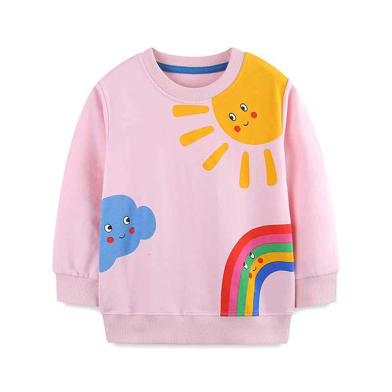 25 Autumn New Girls Sweatshirt Children's Sweatshirt Knitted Cotton Rainbow Print Children's Sweatshirt